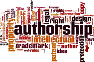 Word cloud of words related to authorship