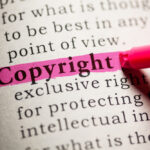 The word copyright is highlighted in a dictionary